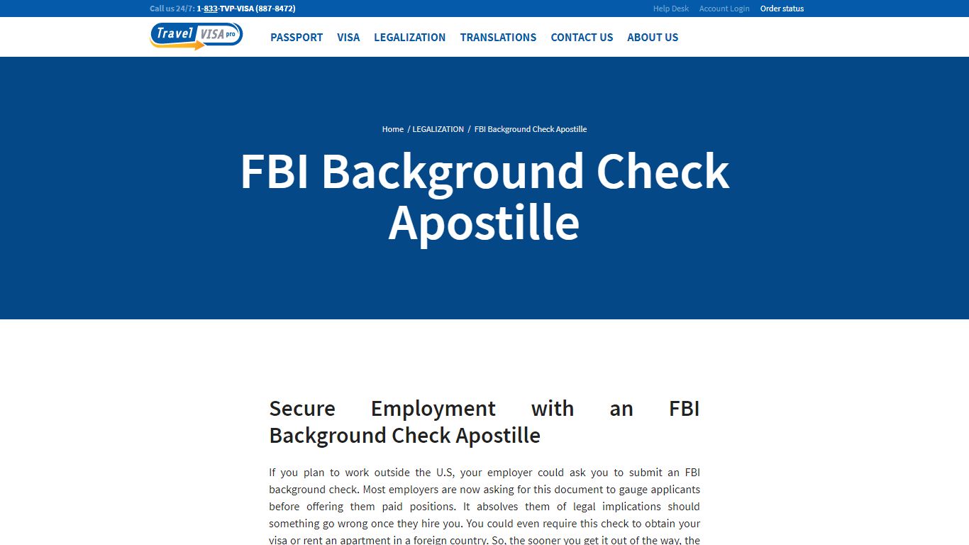 Apostille FBI Background Check | Travel Visa Pro